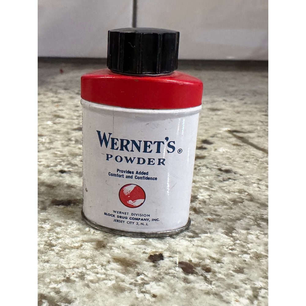 Vintage Wernet's Powder Denture Adhesive Tin Professional Sample Block Drug Co